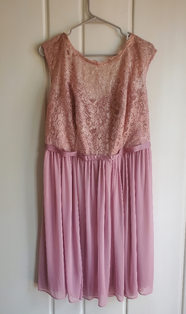 David's Bridal Lace and Mesh Rosegold Dress sz 18